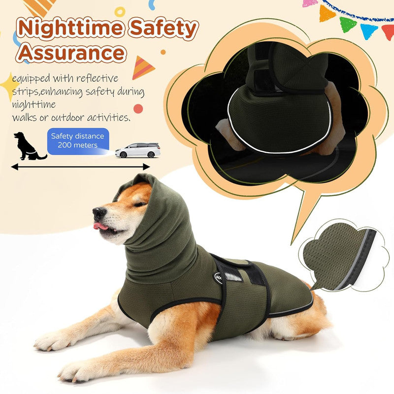Pet Products Dog Anxiety Vest and Coat, Vet Visits and Separation - Keep Pet Calm, Dog Jacket for Thunder, Fireworks, Anti Anxiety Vest for Dogs and Cat Body and Ear, Dark Blue, M