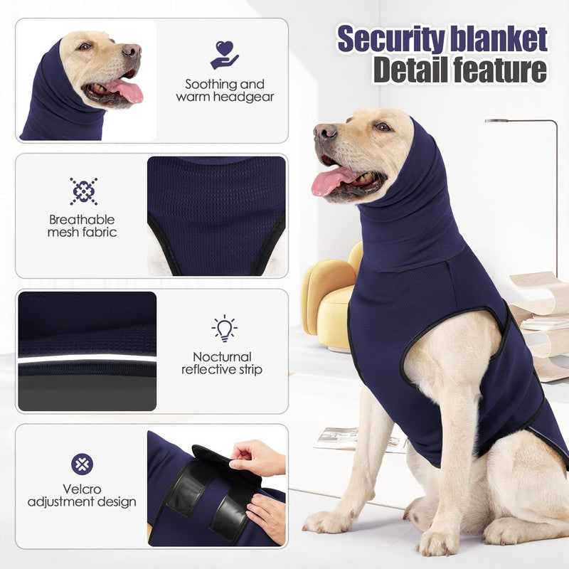 Pet Products Dog Anxiety Vest and Coat, Vet Visits and Separation - Keep Pet Calm, Dog Jacket for Thunder, Fireworks, Anti Anxiety Vest for Dogs and Cat Body and Ear, Dark Blue, M