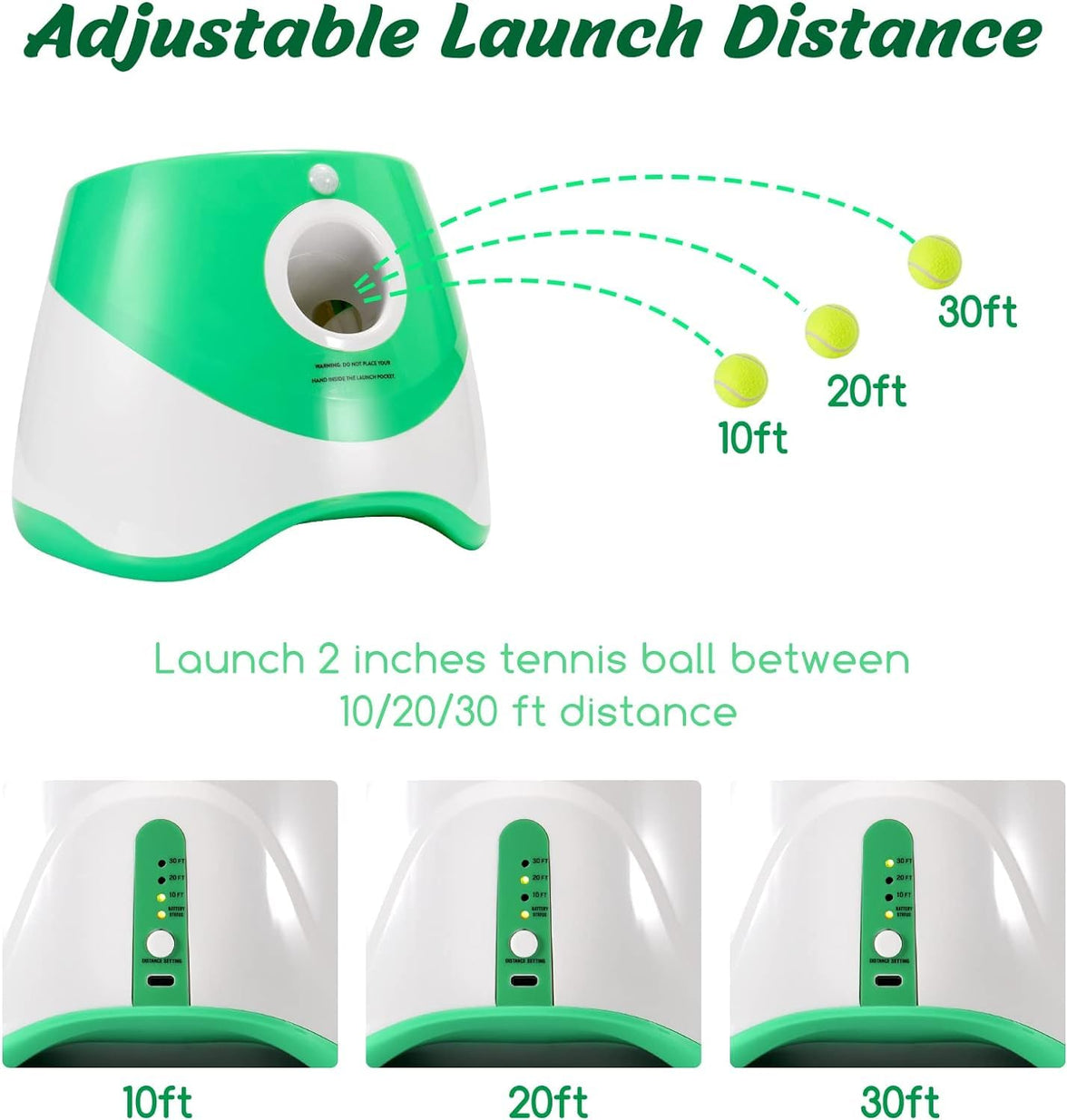 Automatic Dog Ball Launcher with 15 Mini Tennis Balls & Mesh Bag – Rechargeable Pet Toy for Small Dogs, Adjustable Launch Distance, Interactive Play (Green)