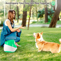 Automatic Dog Ball Launcher with 15 Mini Tennis Balls & Mesh Bag – Rechargeable Pet Toy for Small Dogs, Adjustable Launch Distance, Interactive Play (Green)