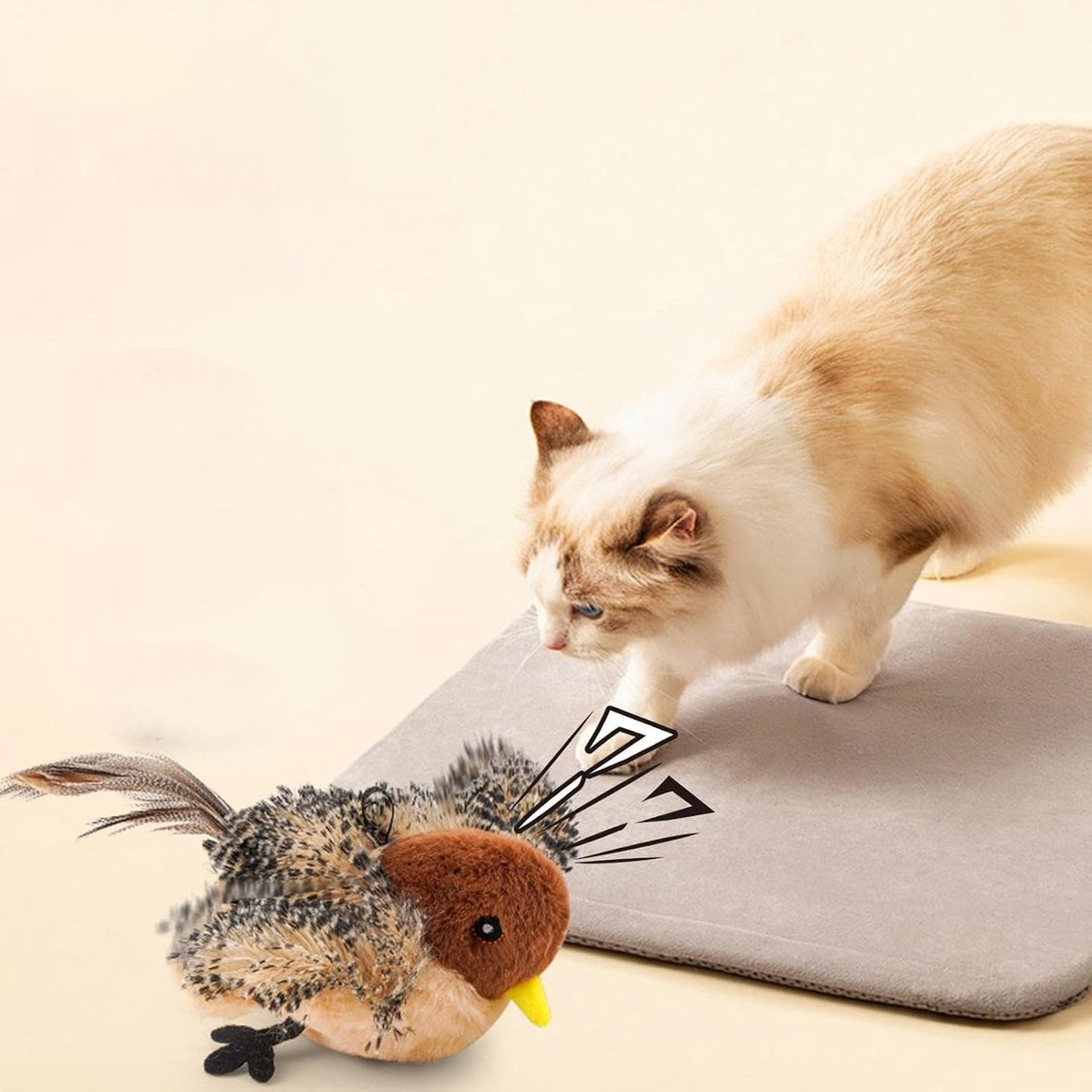 Cat Toys - Cat Toys with Catnip - Flappy Bird Cat Toy for Indoor Cats - Rechargeable - Electric Cat Toys - With Sound - Plush Sports Toy for Kittens - Pic
