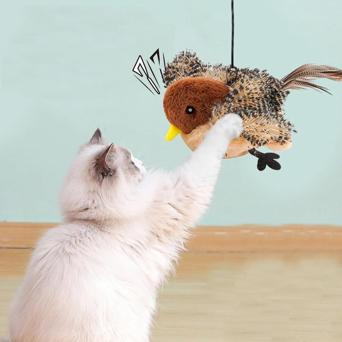 Cat Toys - Cat Toys with Catnip - Flappy Bird Cat Toy for Indoor Cats - Rechargeable - Electric Cat Toys - With Sound - Plush Sports Toy for Kittens - Pic