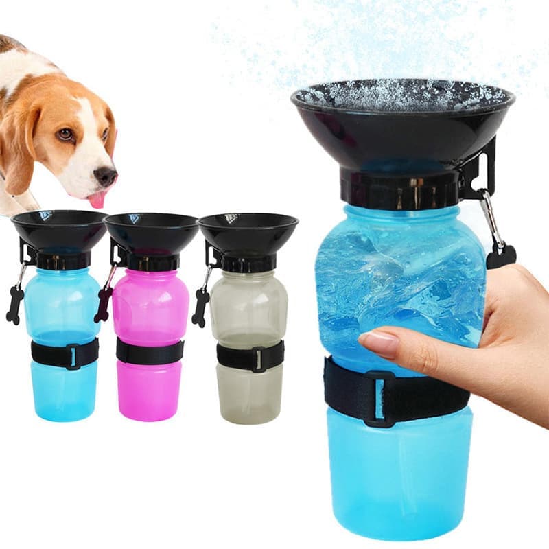 Dog Water Bottle with Bowl, Portable Pet Water Dispenser, Compatible with All Breeds, Pink