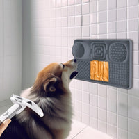 Lick Plate - Lick Mats for Dogs - Dog Snuffle Mat - Lick Mat - Feeding Mat - Slow Feeder - Anti-Gulp - Distraction Pad - For Dog Bathing, Training, Coat Care and Claw Care - With 1 Spatula - Grey - 1 Piece