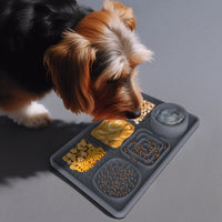 Lick Plate - Lick Mats for Dogs - Dog Snuffle Mat - Lick Mat - Feeding Mat - Slow Feeder - Anti-Gulp - Distraction Pad - For Dog Bathing, Training, Coat Care and Claw Care - With 1 Spatula - Grey - 1 Piece