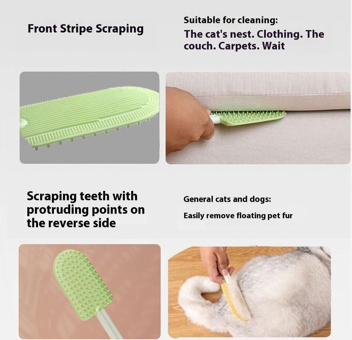 Pet Beauty Comb - Hair Remover - Pet Brush - Cat Comb - Dog Comb - Remove Floating Hair - Cat Hair Remover - Cleanable Floating Hair - Universal - For Cat And Dog - Remove Tangled Hair - Light Green - 1 Piece