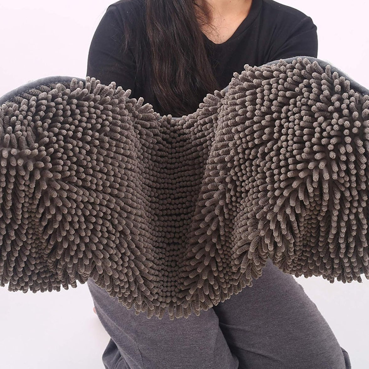 Pet Towel - Dog Towel - Absorbent Dog Drying Towel - Dog Towel with Hand Pockets - Pet Bath Towel - Sustainable - Machine Washable - For Cats and Dogs - 80x35 Cm - Grey - 1 Piece