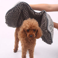 Pet Towel - Dog Towel - Absorbent Dog Drying Towel - Dog Towel with Hand Pockets - Pet Bath Towel - Sustainable - Machine Washable - For Cats and Dogs - 80x35 Cm - Grey - 1 Piece