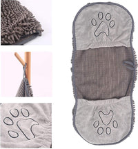 Pet Towel - Dog Towel - Absorbent Dog Drying Towel - Dog Towel with Hand Pockets - Pet Bath Towel - Sustainable - Machine Washable - For Cats and Dogs - 80x35 Cm - Grey - 1 Piece