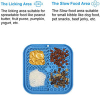 Dog Lick Mat - 2 Pieces - Dog Lick Mat with Suction Cup - Dog Toys - Dog Feeding Mat - Dog Slow Feeder - Cat Lick Mat - Dog Lick Pad - Anti-Gulp Food Bowl - BPA-Free - Dishwasher Safe - Blue and Green with Silicone Spatulas