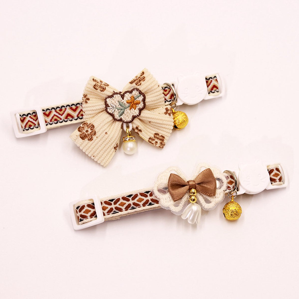 Cat Collar - Bow and Bell Collar - Adjustable Kitten Collar - Dog Collar - Lightweight Safety Collar for Pets (Set of 6)