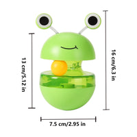 Cat Treat Puzzle, 2 in 1 Pet Slow Feeder Puzzle Ball, Frog Tumbler Cat Treat Toy, and Automatic Slow Feeder Ball for Cat and Kitten Training with Feather & Balls Green