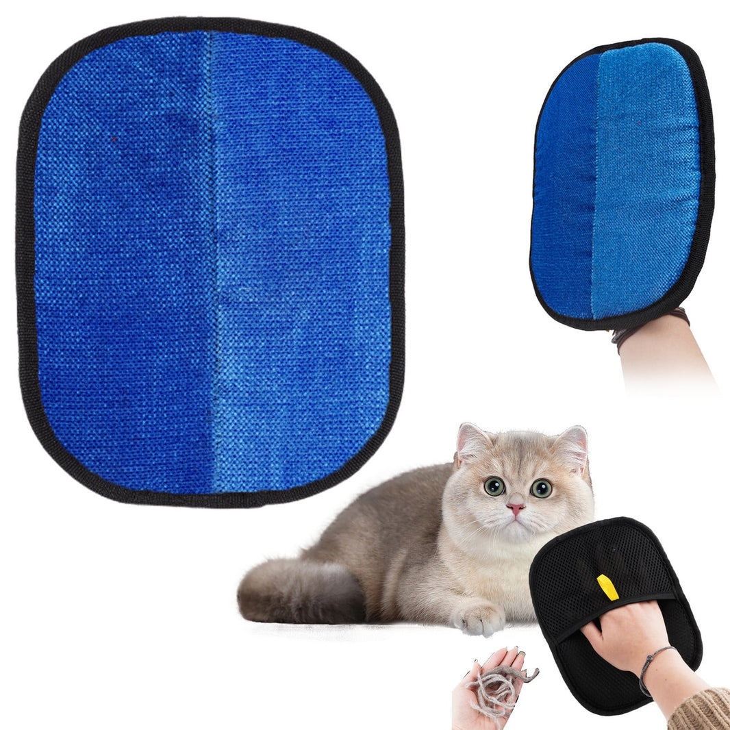 Pet Grooming Gloves,Cat Grooming Gloves for Dog & Cat,Cat Brush Glove for Carpet, Couch, Clothing, Furniture, (Green) 7.28x9.45 7.28" x 9.45" Blue