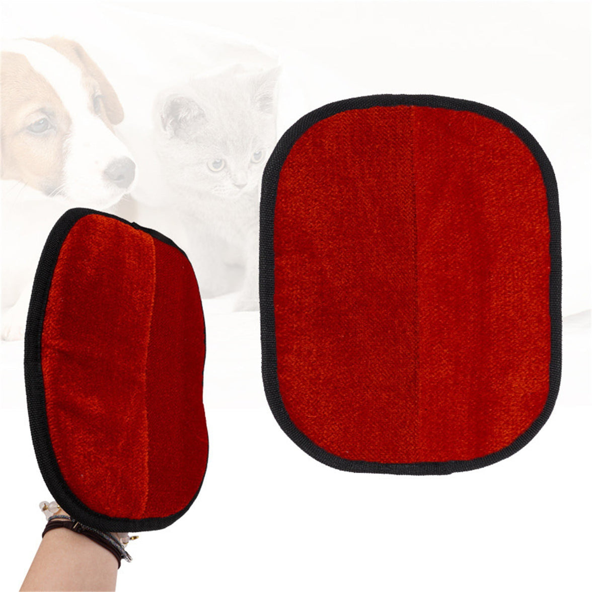 Pet Grooming Gloves,Cat Grooming Gloves for Dog & Cat,Cat Brush Glove for Carpet, Couch, Clothing, Furniture, (Green) 7.28x9.45 7.28" x 9.45" Red2