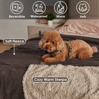 Pawsse Waterproof Pet Blanket, Pee Urine Proof Dog Blanket Cover for Couch Bed Furniture Protector, Liquid Proof Blanket for Small Medium Dogs, Buffale Red/Tuape, 50” x 60”. Brown/Tuape