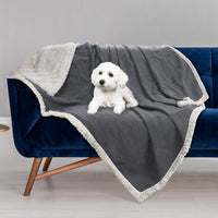 Pawsse Waterproof Pet Blanket, Pee Urine Proof Dog Blanket Cover for Couch Bed Furniture Protector, Liquid Proof Blanket for Small Medium Dogs, Buffale Red/Tuape, 50” x 60”. Gray/Tuape