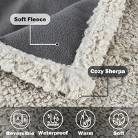 Pawsse Waterproof Pet Blanket, Pee Urine Proof Dog Blanket Cover for Couch Bed Furniture Protector, Liquid Proof Blanket for Small Medium Dogs, Buffale Red/Tuape, 50” x 60”. Gray/Tuape