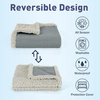 Pawsse Waterproof Pet Blanket, Pee Urine Proof Dog Blanket Cover for Couch Bed Furniture Protector, Liquid Proof Blanket for Small Medium Dogs, Buffale Red/Tuape, 50” x 60”. Gray/Tuape