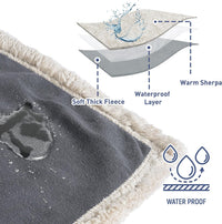 Pawsse Waterproof Pet Blanket, Pee Urine Proof Dog Blanket Cover for Couch Bed Furniture Protector, Liquid Proof Blanket for Small Medium Dogs, Buffale Red/Tuape, 50” x 60”. Gray/Tuape