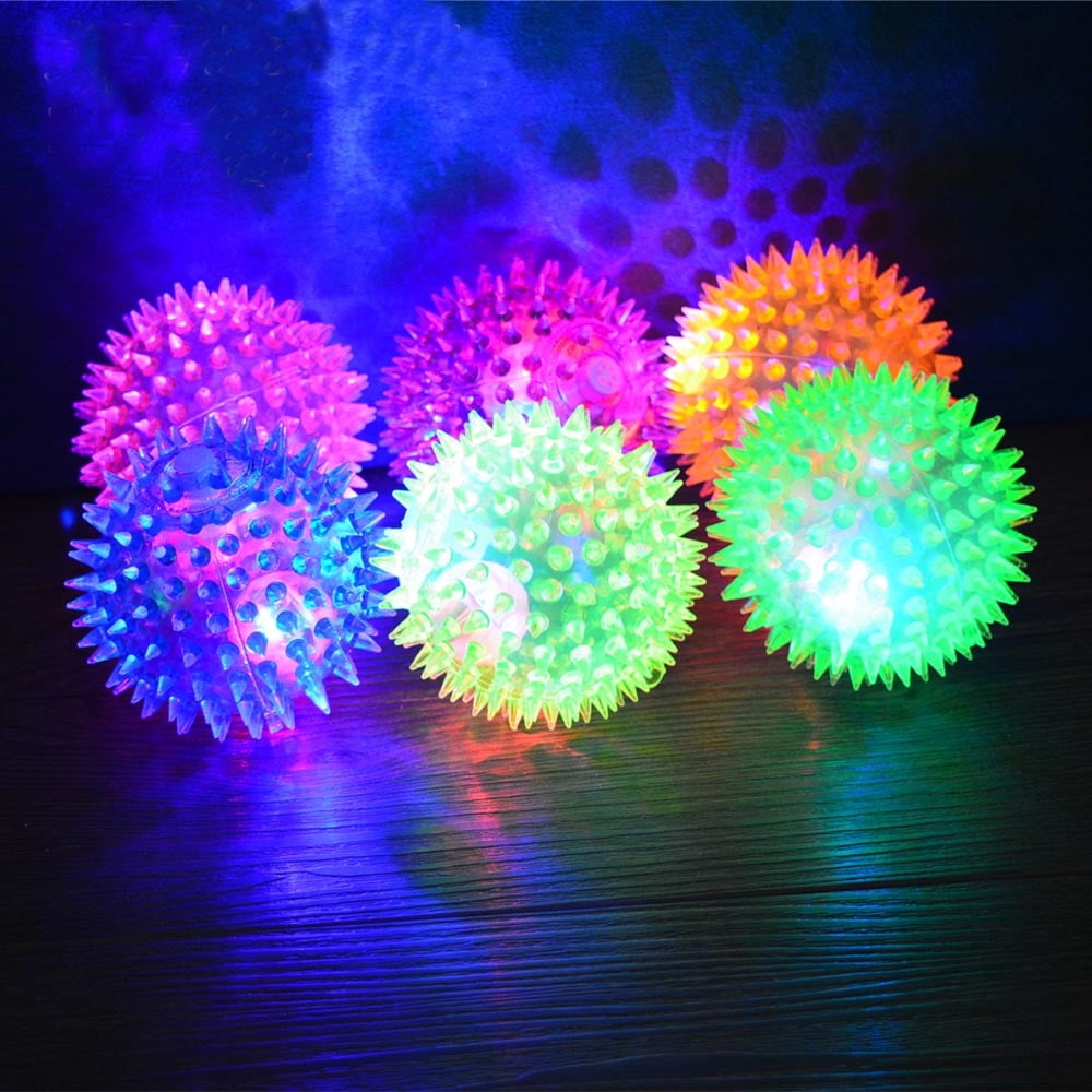 Darzheoy Light up LED Dog Ball Elastic Flashing Ball Glowing Interactive Dog Toy Ball Flash LED Dog Ball Toy Pet Color Ball Bounce-Activated for Dogs and Puppies (Random) Color random delivery