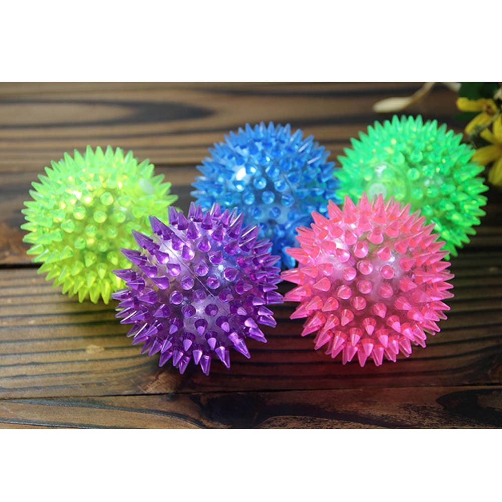 Darzheoy Light up LED Dog Ball Elastic Flashing Ball Glowing Interactive Dog Toy Ball Flash LED Dog Ball Toy Pet Color Ball Bounce-Activated for Dogs and Puppies (Random) Color random delivery