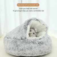Darzheoy Calming Dog Beds & Cat Cave Bed with Hooded Cover, Removable Washable Round Beds for Small Medium Pets, Anti-Slip Plush Coved Bed for Pet (20"x20") N