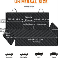 Dog Car Seat Cover, Back Seat Cover for Dogs Pet Car Seat Protector Waterproof Bench Car Seat Cover, Non-Slip Seat Cover fits Middle Armrest for Most Cars Trucks SUVs - Black