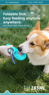 Blue Floral Print Xiaoman Portable Pet Water Bottle