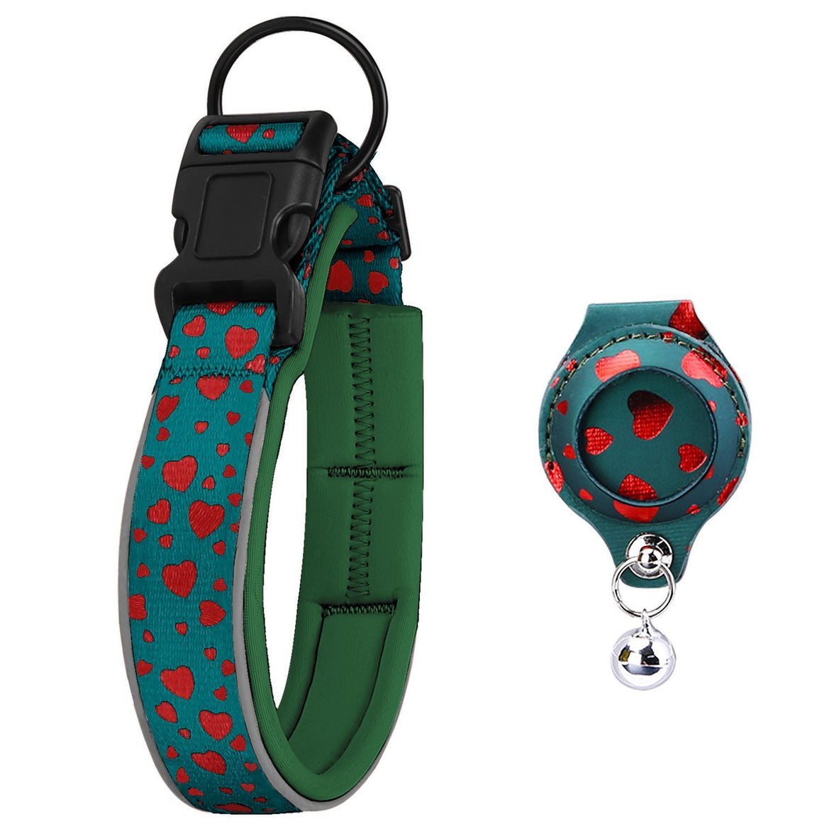 Pet positioning collar-Heart Green 1Pair1-L-without locator