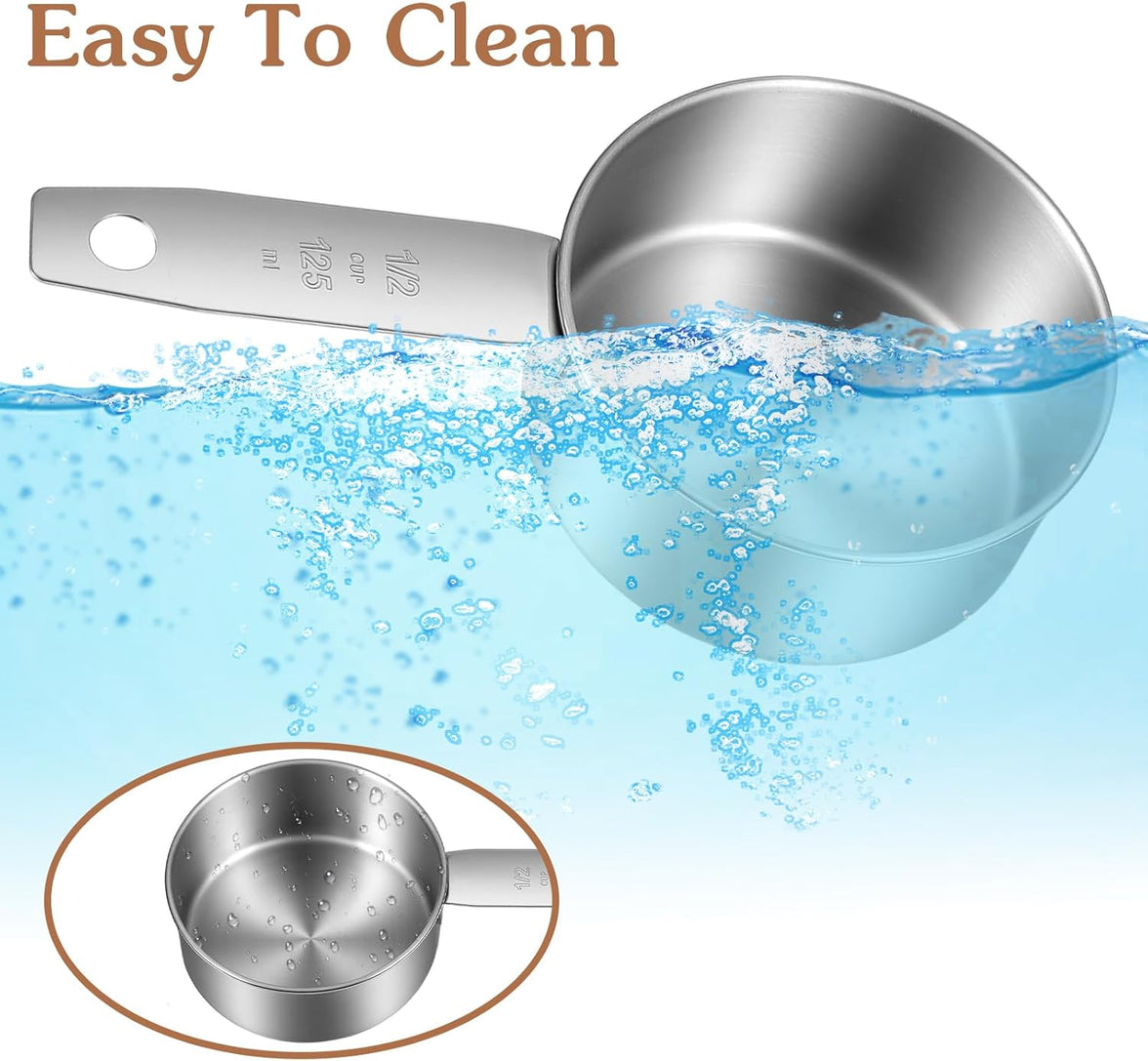 2 Pcs 1/2 Cup Dog Food Scoop, 1/2 Cup Measuring Scoop, 125 ml Stainless Steel Half Cups Dog Food Measuring Scoops for Feeding Pet, Cat, Dogs, Rabbit, Bird, Wet and Dry Ingredients, Dishwasher Safe