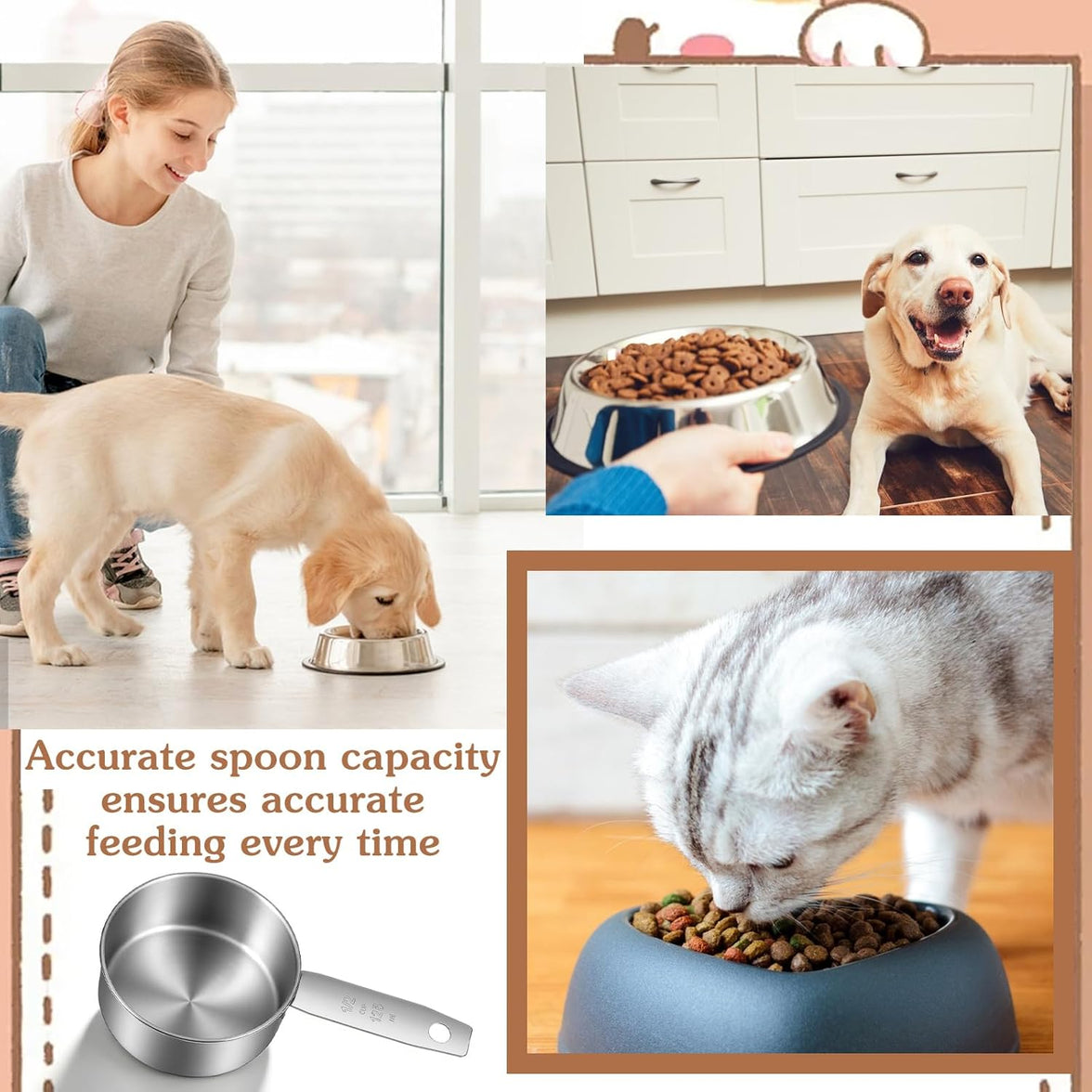 2 Pcs 1/2 Cup Dog Food Scoop, 1/2 Cup Measuring Scoop, 125 ml Stainless Steel Half Cups Dog Food Measuring Scoops for Feeding Pet, Cat, Dogs, Rabbit, Bird, Wet and Dry Ingredients, Dishwasher Safe