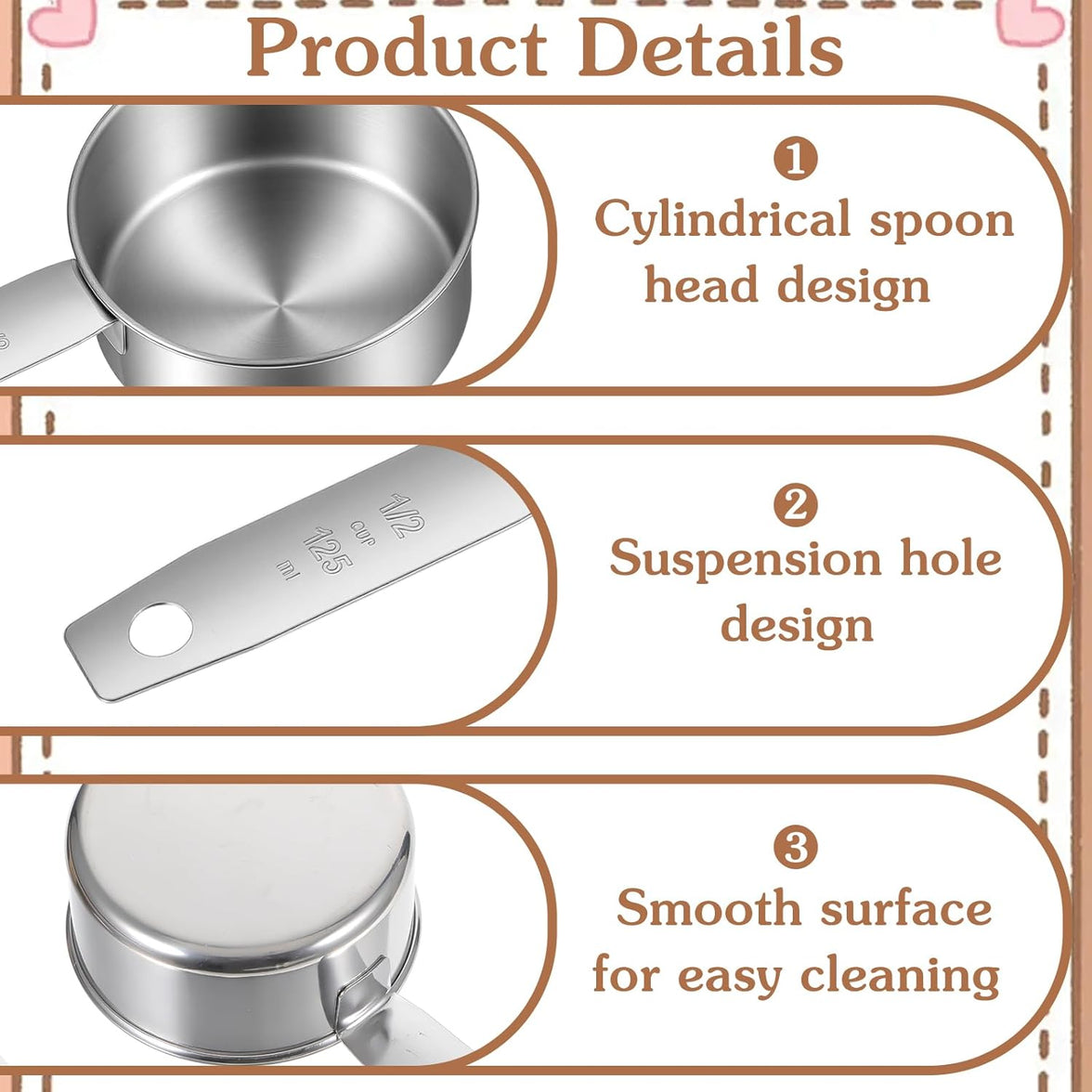 2 Pcs 1/2 Cup Dog Food Scoop, 1/2 Cup Measuring Scoop, 125 ml Stainless Steel Half Cups Dog Food Measuring Scoops for Feeding Pet, Cat, Dogs, Rabbit, Bird, Wet and Dry Ingredients, Dishwasher Safe