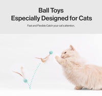 Cat Toy Bouncy Ball with Feathers Interactive Play Ball for Kittens & Adult Cats Pack of 3