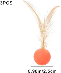 Cat Toy Bouncy Ball with Feathers Interactive Play Ball for Kittens & Adult Cats Pack of 3