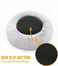 Cat Beds for Indoor Cats - Cat Bed Washable 20 inches, Dog Beds for Small Medium Dogs, Anti Anxiety Round Fluffy Plush Faux Fur Pet Bed, Thick Bottom (Medium, Light Grey)
