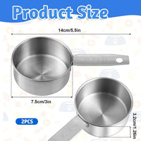 2 PCS 1/2 Cup Dog Food Scoop, 1/2 Cup Measuring Scoop, 125ml Stainless Steel Half Cups Dog Food Scoops for Feeding Pet, Wet and Dry Ingredients, Dishwasher Safe