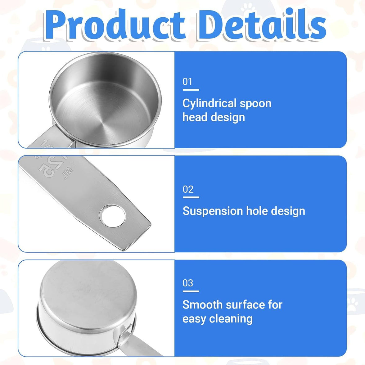 2 PCS 1/2 Cup Dog Food Scoop, 1/2 Cup Measuring Scoop, 125ml Stainless Steel Half Cups Dog Food Scoops for Feeding Pet, Wet and Dry Ingredients, Dishwasher Safe