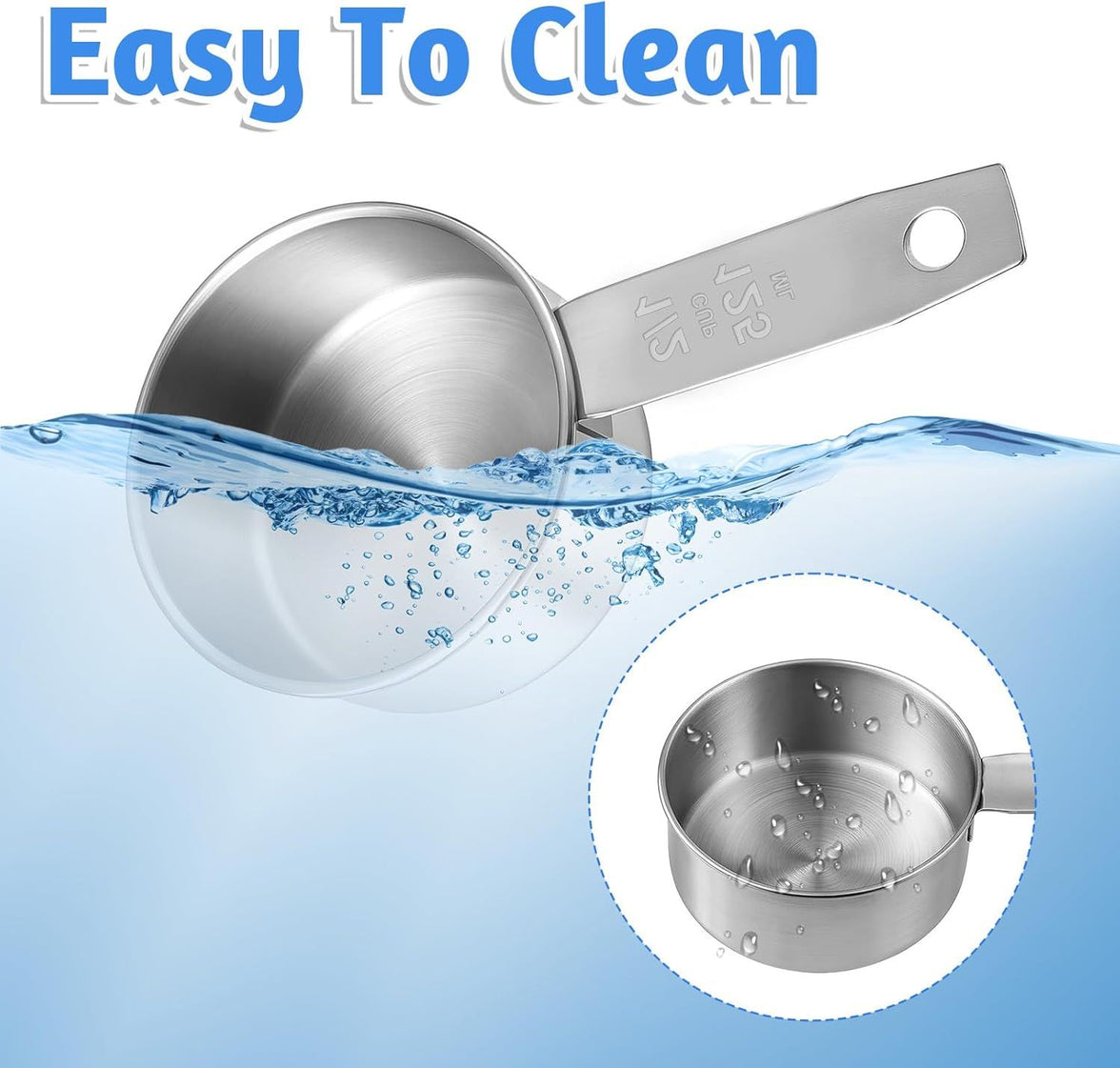 2 PCS 1/2 Cup Dog Food Scoop, 1/2 Cup Measuring Scoop, 125ml Stainless Steel Half Cups Dog Food Scoops for Feeding Pet, Wet and Dry Ingredients, Dishwasher Safe