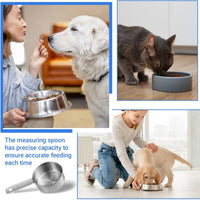 2 PCS 1/2 Cup Dog Food Scoop, 1/2 Cup Measuring Scoop, 125ml Stainless Steel Half Cups Dog Food Scoops for Feeding Pet, Wet and Dry Ingredients, Dishwasher Safe