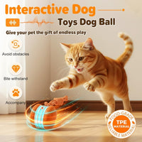 Interactive Dog Toys for Small Large Dogs,Moving Dog Toys to Keep Them Busy,Automatic Electric Rolling Ball with Rope,Dog Interactive Toys for Boredom (Orange)