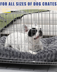 Petluno Large Dog Bed Washable, Calming Crate Mattress with Non Skid Bottom, Fluffy Anti Anxiety Beds, Pet Pillow Cushion, Dark Grey, 90x60x8cm Grey 90 x 60 8 cm (L W H)