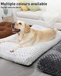 Petluno Large Dog Bed Washable, Calming Crate Mattress with Non Skid Bottom, Fluffy Anti Anxiety Beds, Pet Pillow Cushion, Dark Grey, 90x60x8cm Grey 90 x 60 8 cm (L W H)