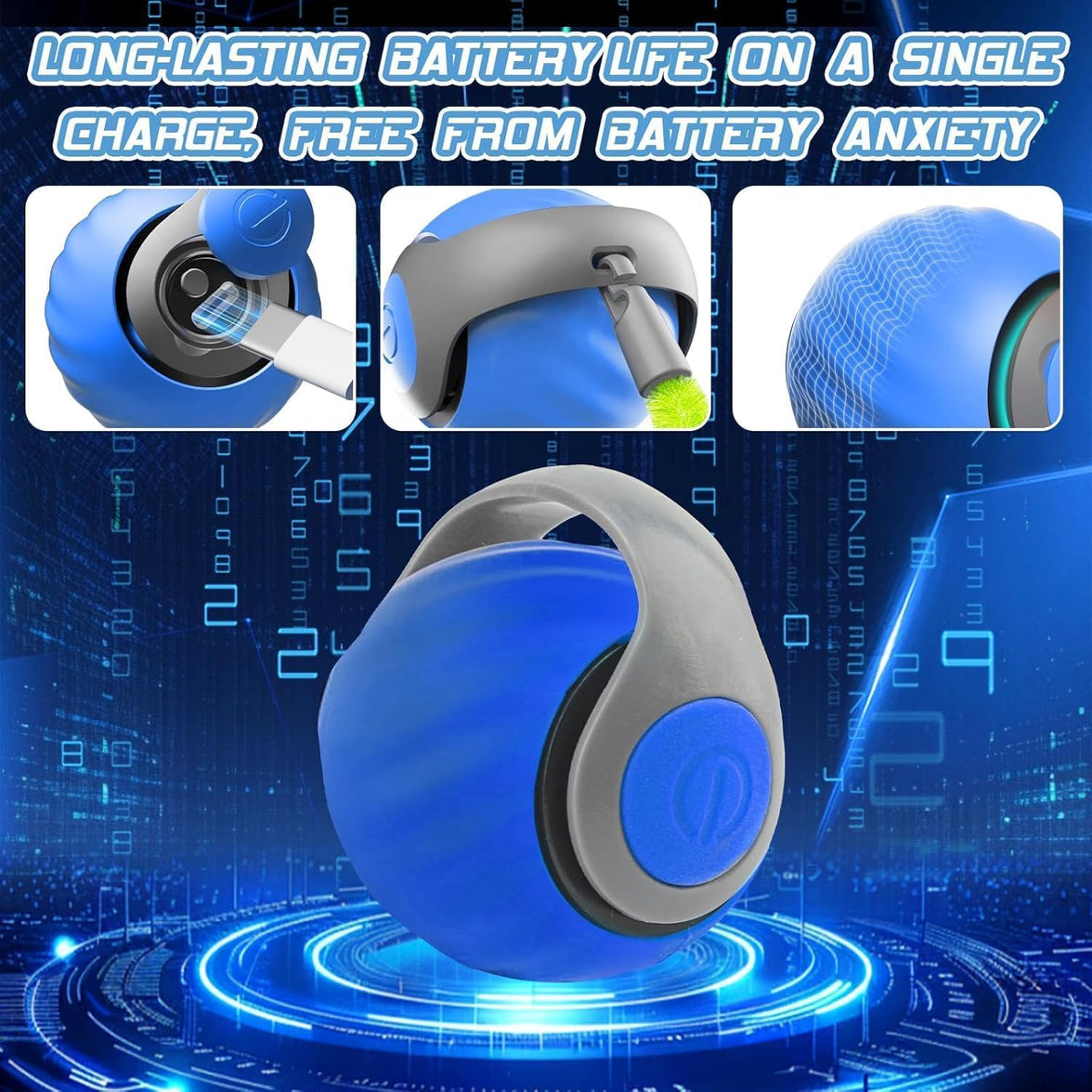 Speedy Ball with Tail Cat Toy, Smart Interactive Toy for Bored Indoor Cats 2 Speeds, Automatic Cat Rolling Ball 2.0 Enrichment Toys, USB Rechargeable Cat Ball，Motion Activated (Blue)
