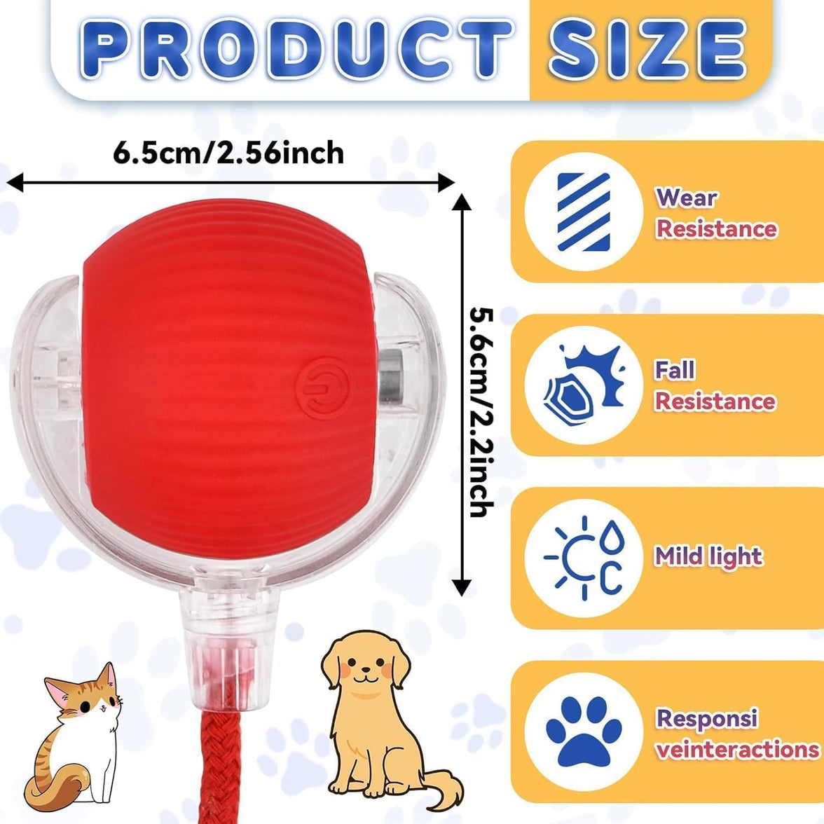 Interactive Rolling Dog Ball, Interactive Cat to-ys Rolling Ball Chewie Viral Dog Ball, Smart Automatic Rolling Pet Ball for Cats Dogs Motion Activated