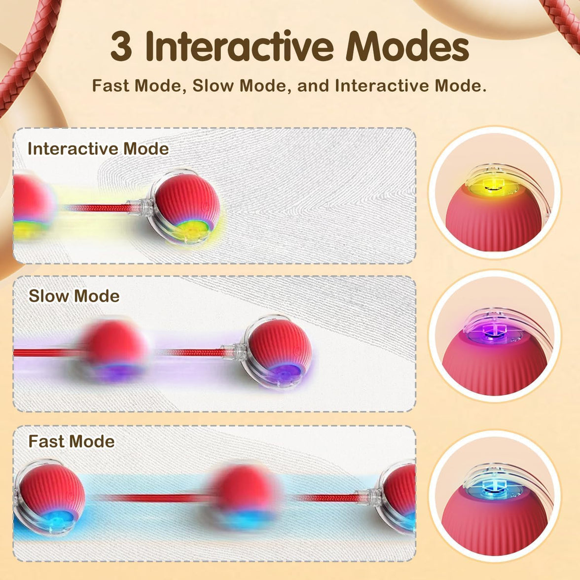 Interactive Rolling Dog Ball, Interactive Cat to-ys Rolling Ball Chewie Viral Dog Ball, Smart Automatic Rolling Pet Ball for Cats Dogs Motion Activated