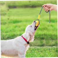 Dog Ball on Rope 3 Inch Rubber Ball on Rope Dog Toy Interactive Training Yellow Color Portable Teething Toys for Reward, Fetch, Play