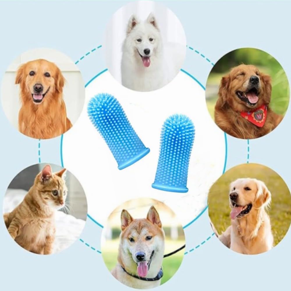 Dog Toothbrush, 10Pcs Soft Dog Finger Toothbrush, 360º Dog Finger Toothbrush, Silicone Pets Teeth Cleaning Toothbrush Kit for Dogs Puppies, Small Pets Dental Care
