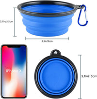 3 Collapsible Silicone Dog Bowl, oldable Expandable Cup Dish or Small Pet Cat ood Water eeding Portable Travel Bowl, Pet ID-Tag