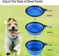 3 Collapsible Silicone Dog Bowl, oldable Expandable Cup Dish or Small Pet Cat ood Water eeding Portable Travel Bowl, Pet ID-Tag