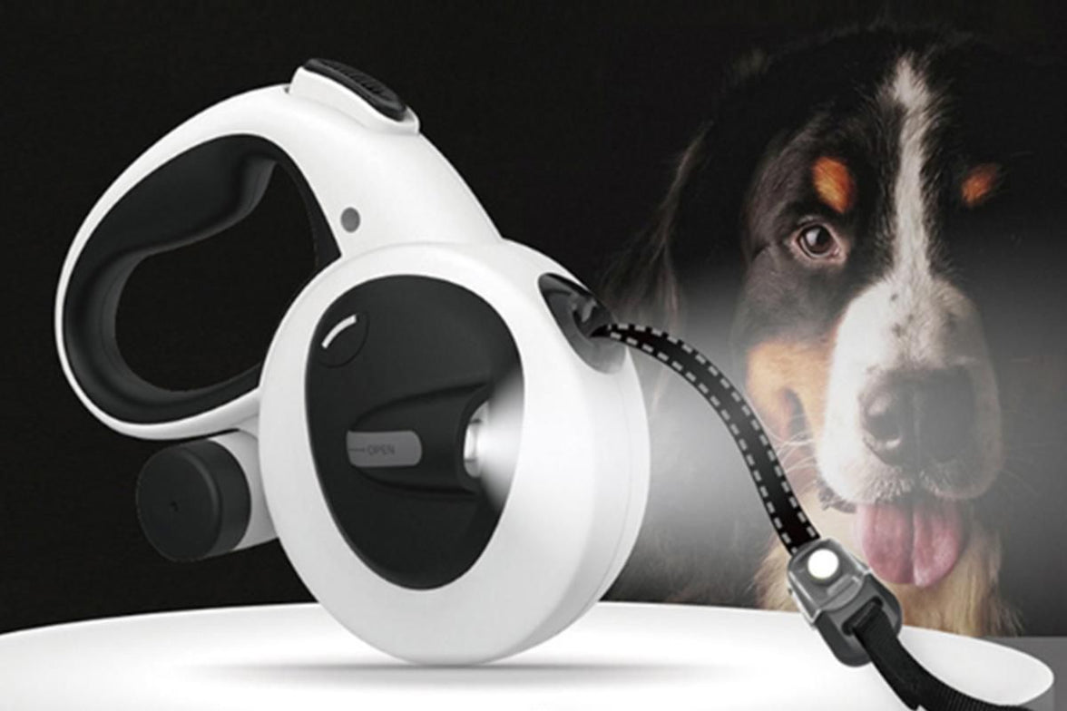 5m Auto Retractable Dog Leash with LED Light Pet Walking Lead for Small Medium Large Dogs - M
